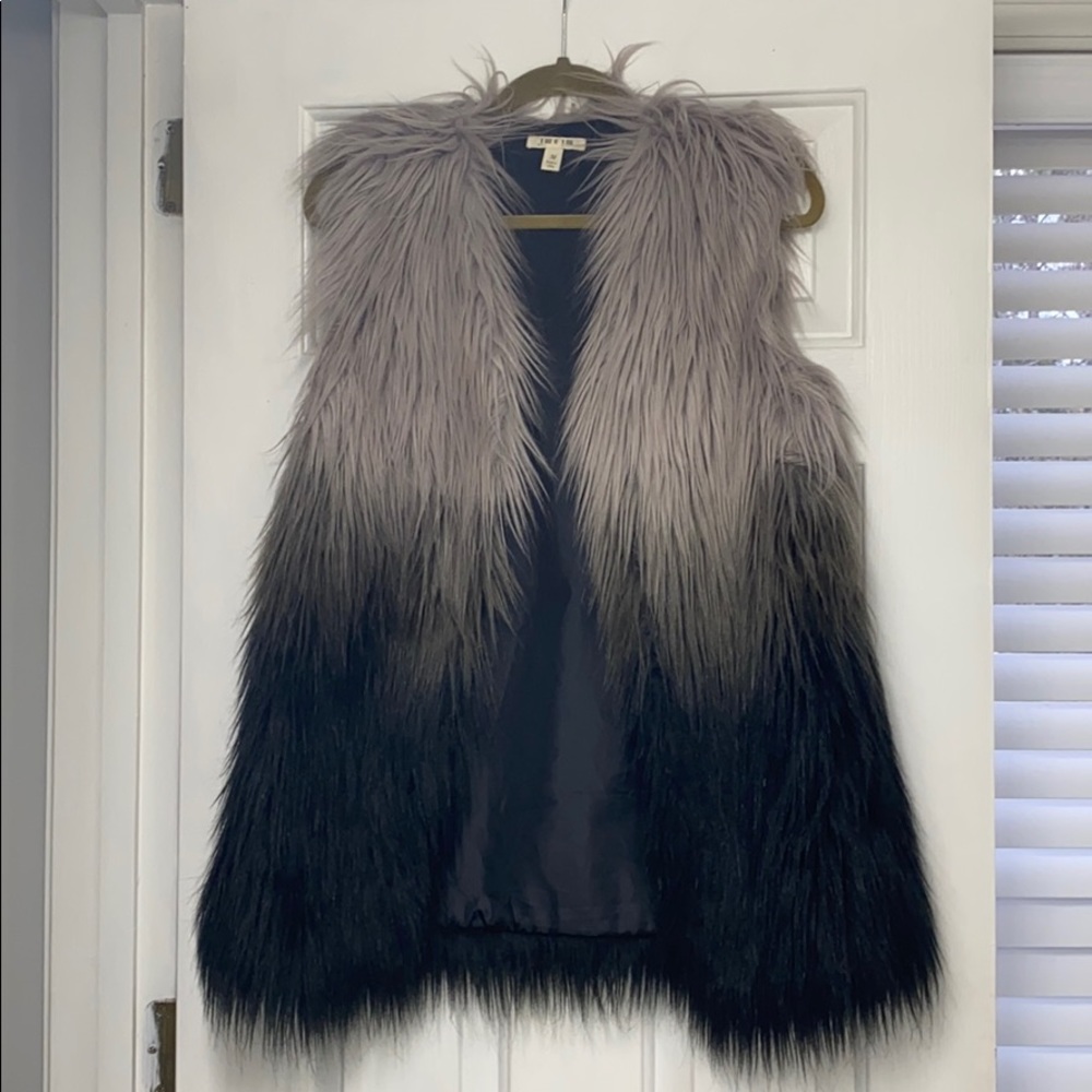 Black and Grey Fur Vest